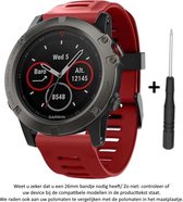 Rood Siliconen Sporthorloge Bandje 26mm voor Garmin Fenix 3 / 3 HR / 3 Sapphire, Garmin Fenix 5x, Garmin D2 & Garmin Quatix 3 – Maat: zie maatfoto – NIET Quickfit Compatibel – 26 mm red smartwatch strap - band