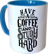 Mok Blauw - Study Hard - 300ml