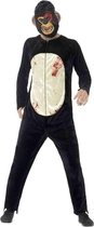 Smiffy's - Aap & Gorilla & Baviaan & King Kong Kostuum - Agressieve Zombie Chimpansee - Man - Zwart - Large - Halloween - Verkleedkleding