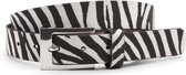 A-Zone Dames riem zebra donker bruin wit - dames riem - 3 cm breed - Wit / Donker bruin - Echt Leer - Taille: 95cm - Totale lengte riem: 110cm