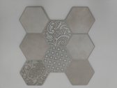 10 pakken (16,6 m2) mozaiektegel Hexagon New Flower 420x440mm Mat Beige