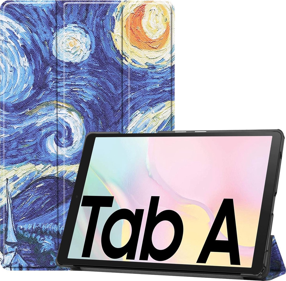 Hoes - Geschikt voor Samsung Galaxy Tab A7 (2020) - Dun & Stevig - Trifold Bookcase - Hard Cover - Hardcover Book Case - Tablet Hoesje - Sterrenhemel
