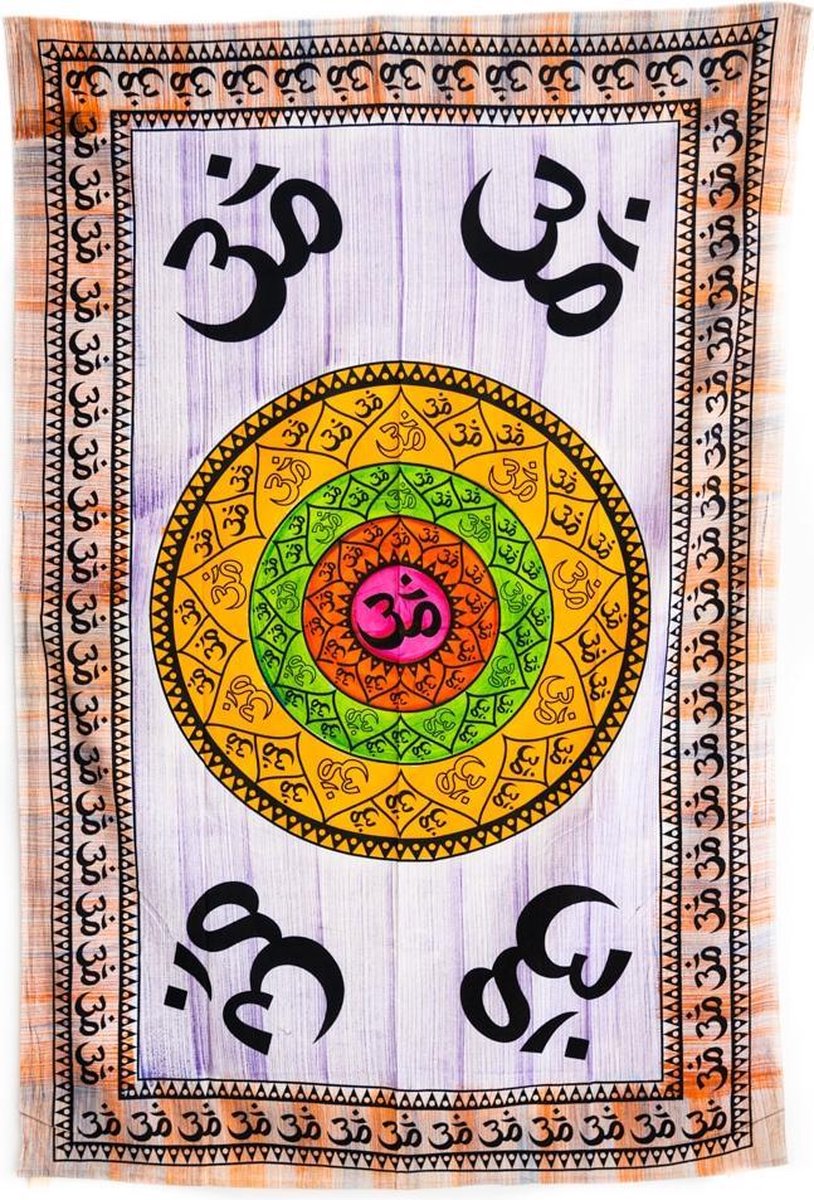 Authentiek Wandkleed Katoen met OHM Mandala (215 x 135 cm)