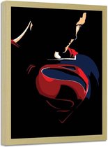 Foto in frame , Superman , Film personage , 70x100cm ,rood blauw zwart , Premium print