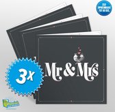3x Muziekwenskaart - Mr & Mrs – zelf opneembaar – 60 seconden – 21x21cm – hoge kwaliteit – inclusief envelop