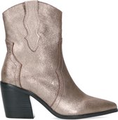 Manfield - Dames - Grijze leren cowboylaarsjes - Maat 39