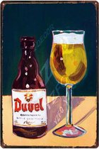 Duvel bier Reclamebord van metaal METALEN-WANDBORD - MUURPLAAT - VINTAGE - RETRO - HORECA- BORD-WANDDECORATIE -TEKSTBORD - DECORATIEBORD - RECLAMEPLAAT - WANDPLAAT - NOSTALGIE -CAF