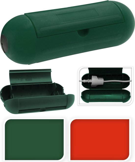 Veiligheid stekkersafe - groen - 21 x 7 x 7 cm - polypropyleen - stekker beschermdoos — afbeelding 3