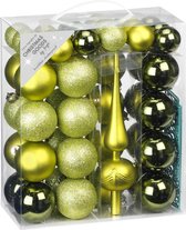 47x Groene kunststof kerstballen 4-6 cm mat/glans met piek - mat/glans - Kerstboomversiering groen