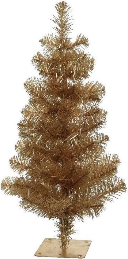 Gouden kunst kerstboom 45 cm met 37 takjes en metalen voet - Miniboompjes /  kleine... | bol.com