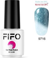 FIFO Nails, Thermo Gel Polish - Kleur veranderende #9716 Blauw / Lichtblauw - Glitter
