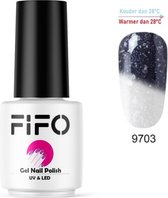 FIFO Nails, Thermo Gel Polish - Glitter - Kristal - Thermo Gellak - Temperatuurgevoelige nagellak - Thermische nagellak - Temperatuur veranderende - Kleur veranderende #9703 (Marin