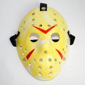 Jason Voorhees Hockey Masker - Halloween Masker - Horror Film Friday The 13th - Cosplay Masker - Verkleedmasker - Geel met Rood