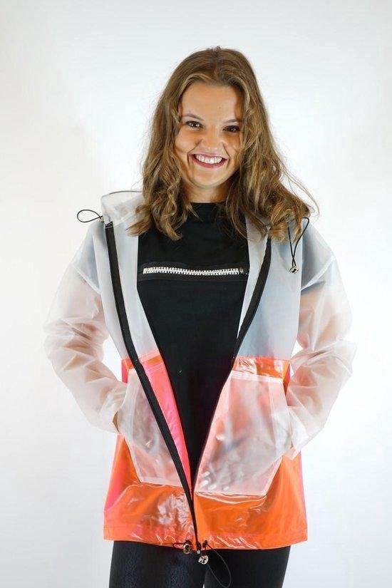 ontrouw Methode Kaal Moderne doorzichtige regenjas Dames Transparante jas met roze en oranje -  Maat L | bol.com