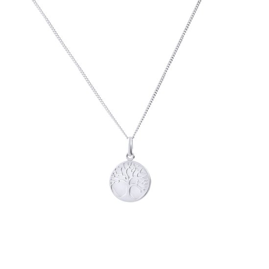 Lucardi Dames Collier met hanger levensboom - Echt Zilver - Ketting - Cadeau - Moederdag - 42 cm - Zilverkleurig