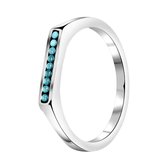 Lucardi Dames Ring bar turquoise kristal - Ring - Cadeau - Staal - Zilverkleurig