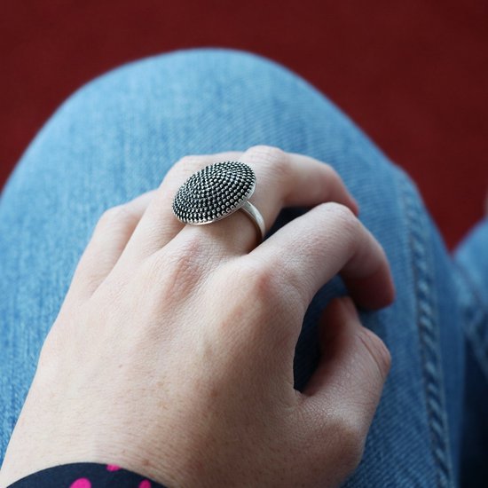 Bague en acier ronde large noire