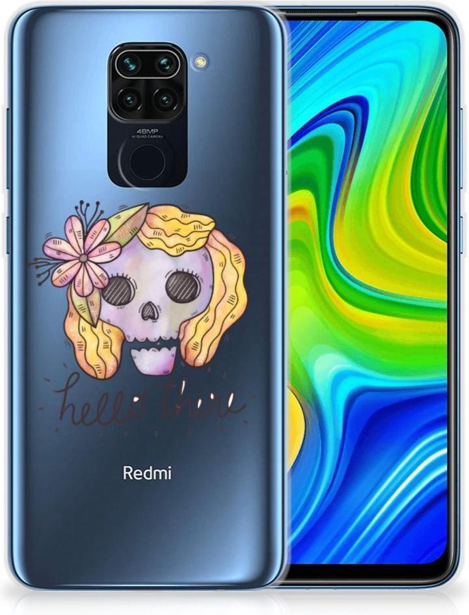 Back Cover voor Silicone Back Case Xiaomi Redmi Note9 Boho Skull
