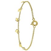 Goldplated armband met 7 vierkante bedels