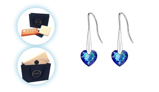 CHARO Cadeau Voor Vrouw - Swarovski - Oorbellen - Blauw - Zilver