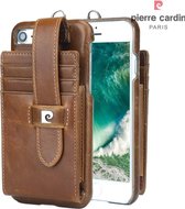 Luxe lederen hardcase met geïntegreerde pasjes wallet - iPhone 7/8/SE 2020 - bruin - Pierre Cardin