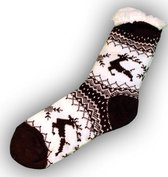 Warme Wintersokken Bruin / Witte Huissokken 39-42