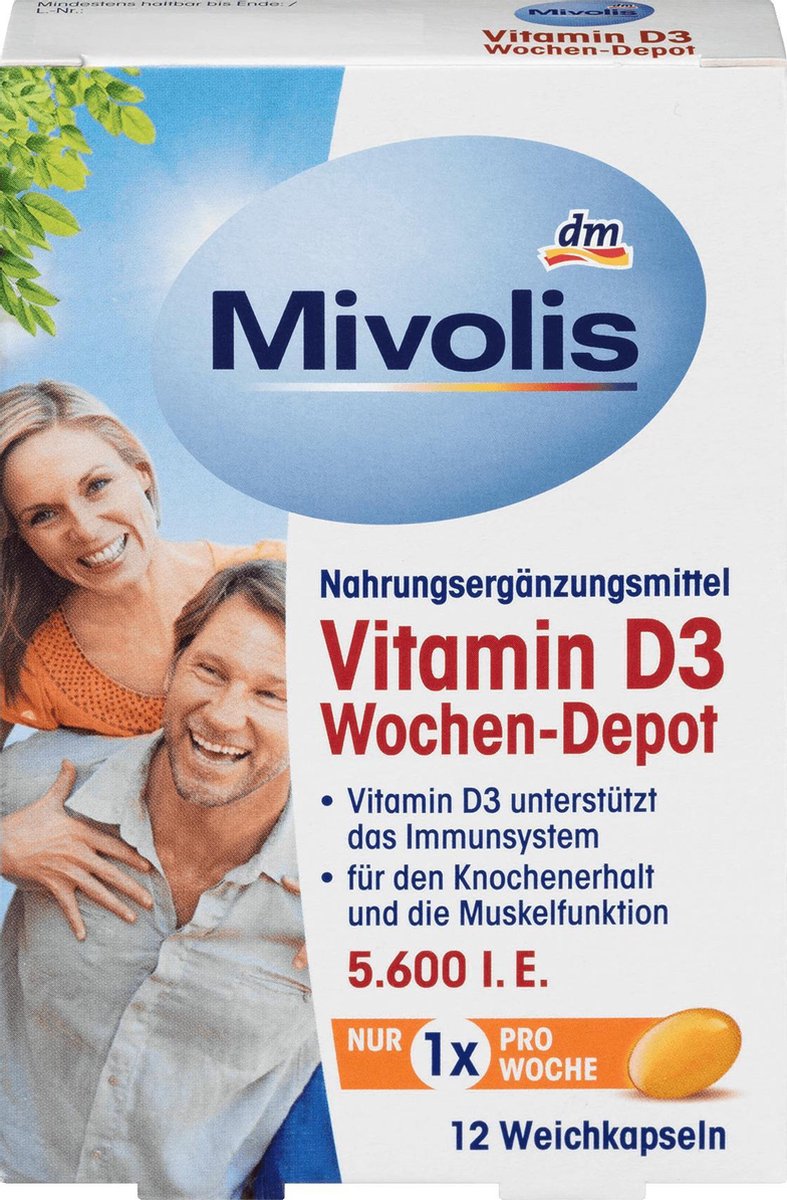Goedkoopste Mivolis Vitamine D3 wekelijks depot (12 zachte capsules
