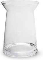 Transparante trechter vaas/vazen van glas 23 x 30 cm - Woonaccessoires/woondecoraties - Glazen bloemenvaas - Boeketvaas