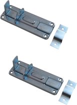 4x Hangslotschuif / rolschuiven metaal vlak - 16 x 5 cm - afsluiten van tuinhekken en poorten - profielrolschuiven / poortslot / hekgrendel