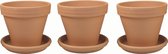 Plantenwinkel Terracotta bloempotten met schotel 30 cm trio set bloempotten voor binnen en buiten