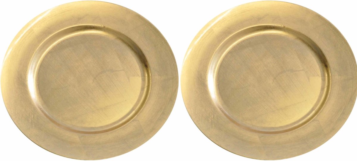 Diner onderborden - 8x - goud - kunststof - 33 cm - rond - dineren