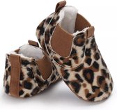 Baby Slofjes - Panterprint - Voetlengte 12 CM - Anti Slip Zooltje - Kraamcadeau
