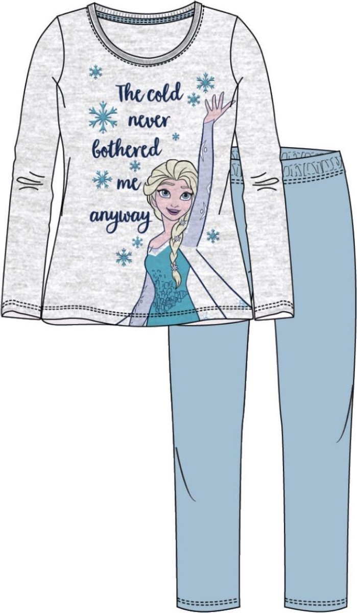 Frozen 2 pyjama - pyjama - grijs - lichtblauw - Maat 128 / 8 jaar