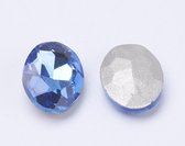 facet geslepen cabochons voor- en achteraan, glas, ovaal, 13 x 18 x 5,5mm, verschillende kleuren, 12 stuks