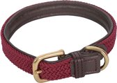 DW4Trading® Weatherbeeta lederen gevlochten honden halsband bruin-kastanjebruin maat M