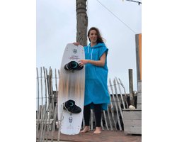 Badstof Surfponcho Turquoise S/M - met Capuchon - 100% Katoen, 450 gr/m2 - Unisex - Dames & Heren - Poncho - Badcape -Surf Accessoires