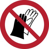 Pictogram bordje Verboden handschoenen te dragen | Ø 100 mm - verpakt per 2 stuks