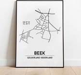 Beek city poster, A3 (30x40 cm) met lijst, plattegrond poster, woonplaatsposter, woonposter