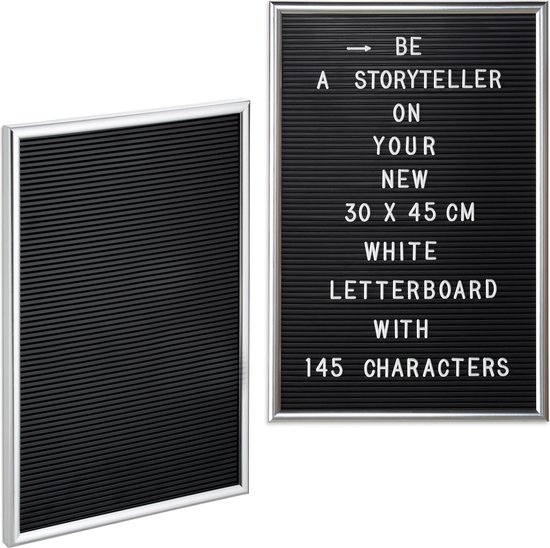 twee persoon Ontembare Relaxdays 2x letterbord 30x45 - decoratie - letter board - bord voor letters  - zilver | bol.com
