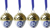 Kerst ornamenten - set van 4 - eikels gouden dop - kerstversiering - kerstbal goud - ornament - luxe kerstballen - blauwe kerstballen - kerstboomversiering - kerst ornamenten - kerst decorati