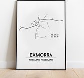 Exmorra city poster, A4 met lijst,  plattegrond poster, woonplaatsposter, woonposter