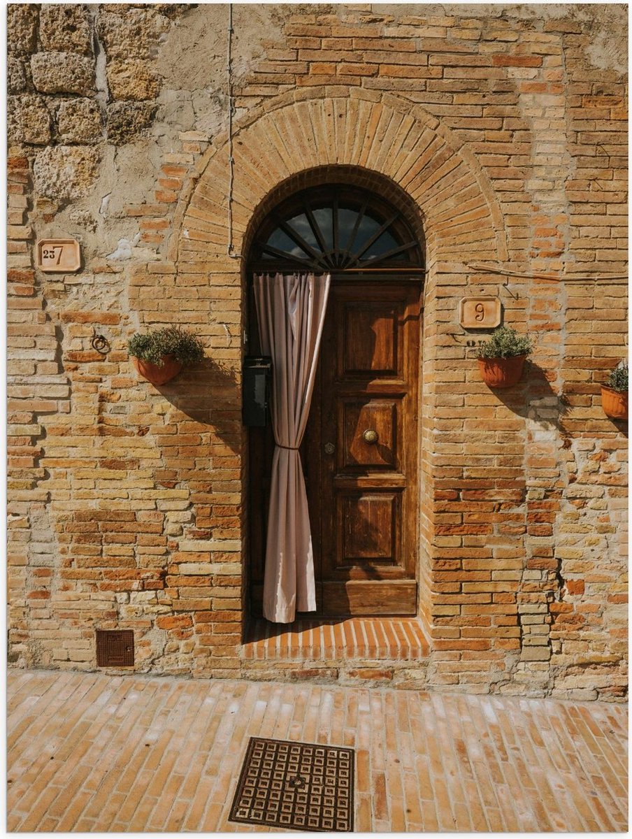 Poster – Voordeur Klein Bruin Huisje - 30x40cm Foto op Posterpapier