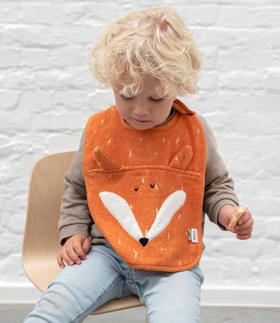 Trixie Slabbetje - Mr. Fox - Zachte Badstof - 100% Biologisch Katoen - Met Drukknopjes - Oranje van Trixie — afbeelding 5