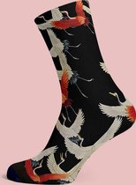 Painted Socks Cranes - Sokken met Kunst print - Bamboe - One Size - Kunstkado