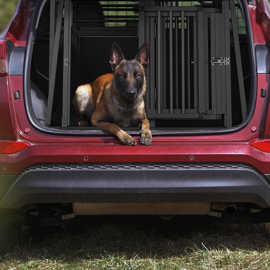 Relaxdays autobench hond - hondenbench auto - 2 honden - aluminium - transportkooi | bol.com