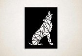 Line Art - Wolf vierkant 5 - M - 77x60cm - Zwart - geometrische wanddecoratie