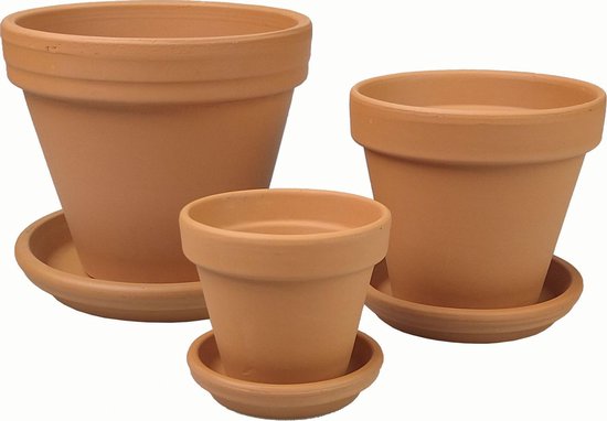 waarschijnlijkheid weer Opblazen Terracotta bloempotten met schotel Trio S mix set 15–21–25 cm - Terracotta  pot -... | bol.com