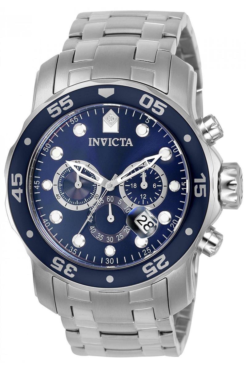 Invicta Pro Diver - SCUBA 0070 Heren Horloge - Waterdicht - Analoog - Quartz Uurwerk - Roestvrij Staal met blauwe Wijzerplaat