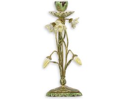 Kandelaar - Bloemen sculptuur - Porselein met brons - 28,5 cm hoog