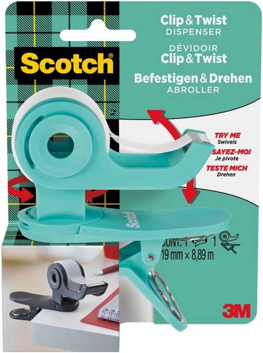 3M Scotch Clip & Twist Dispenser Invincible tape 19mm x 8,89m - 3M Scotch